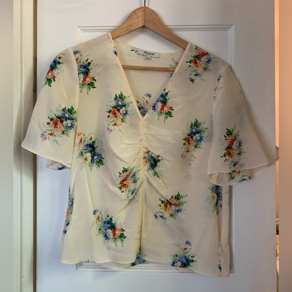 MADEWELL: Silk Shirred-Front Top - Picture 9 of 11